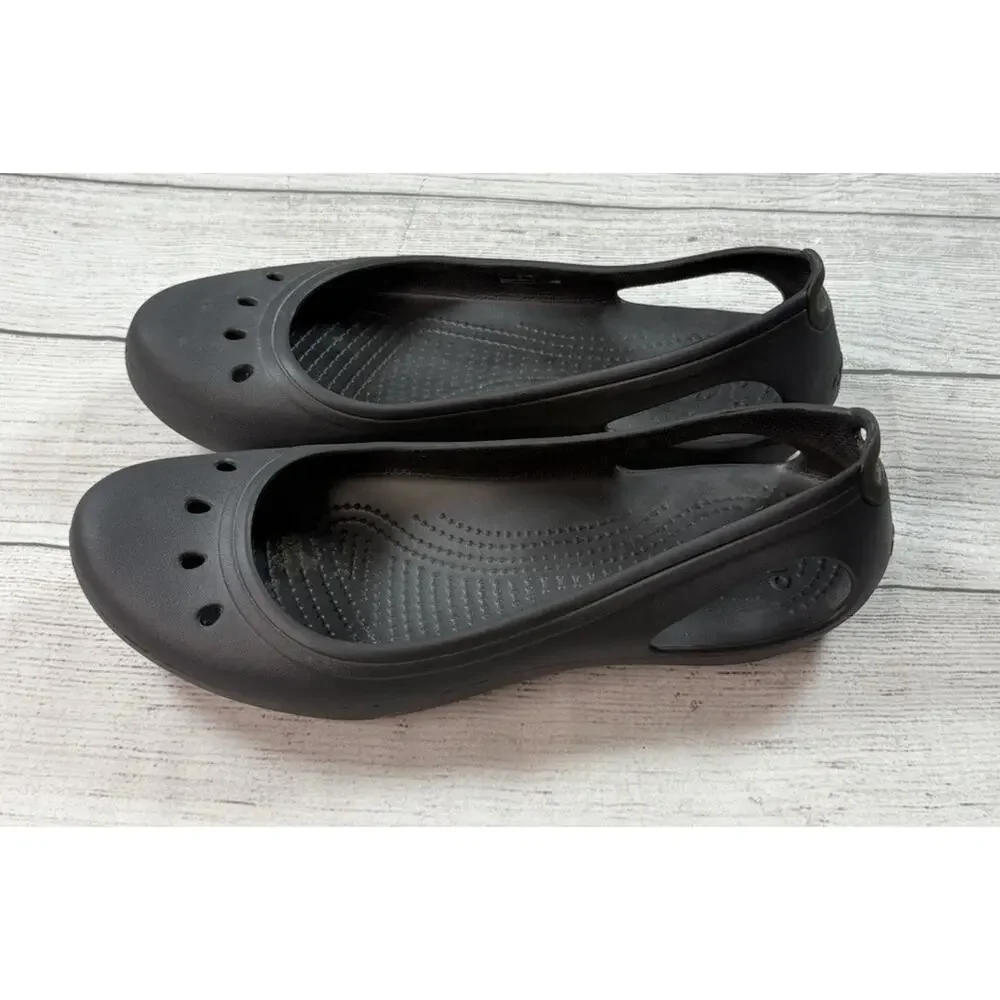Crocs Women’s Kadee Comfort Flats Slip On Cutouts Black Size 11 - Picture 2 of 3